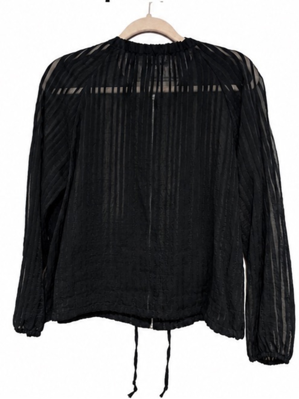 Zara Black Sheer Pleated Zip Jacket - Picture 4 of 4